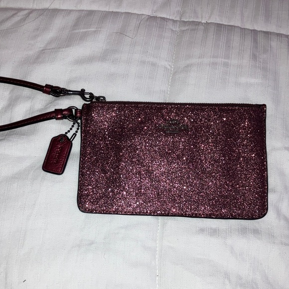 Like New Glittery Coach Pink Wristlet - Picture 1 of 7